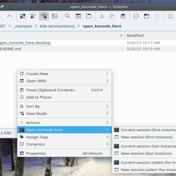 Open Konsole Here [New/Existing window - Curr./New session]