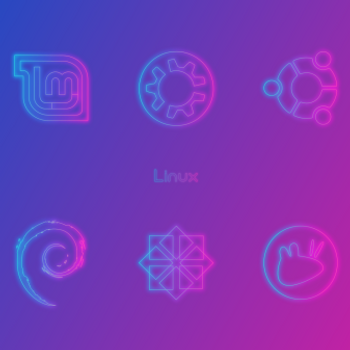 Retro NEON Distros Wallpaper