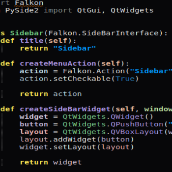 Falkon Python Sidebar
