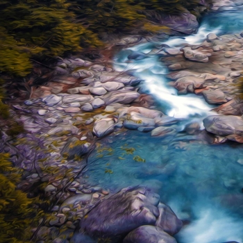 Water Stream Through Forest Painting Mint 4K Wallpaper
