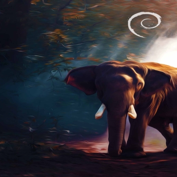 Elephant in Forest Painting [Debian Version] 4K Wallpaper