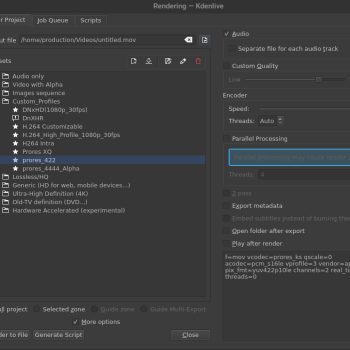 Kdenlive PRORES 422 render profile