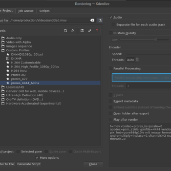 kdenlive prores 4444 alpha render profile