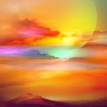Desktop sunset in the mountains