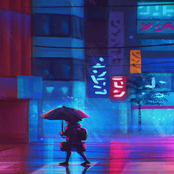 anime landscape neon colorful hd