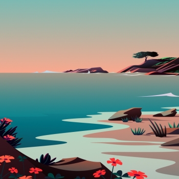 Beach Landscape Morning Scenery Illustration macOS