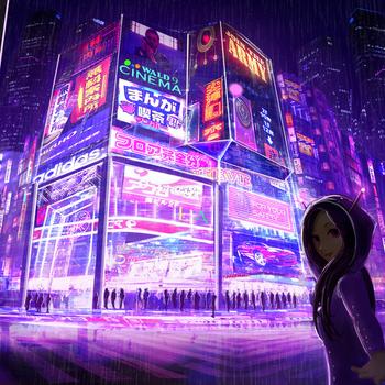 Cyberpunk Cityscape Girl Digital Art