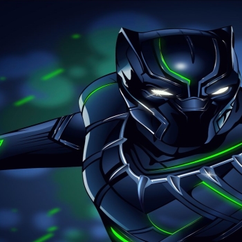 Black Panther Superhero Illustration Cartoon Electric Blue F