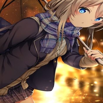 Sad Anime Girl Umbrella Anime Digital Art