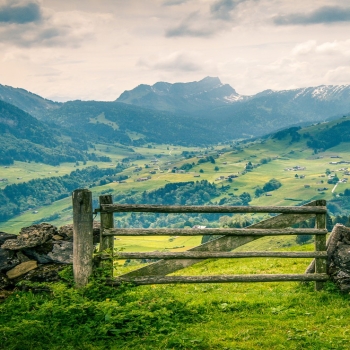 Landscape Spring Mountains And Mountainous Villages Fields