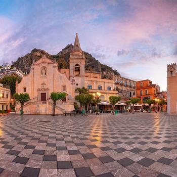 Summer Taormina Square Building Sicily Italy