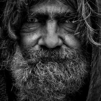 Bearded Man Grey Scale Illustration