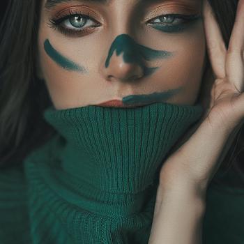 Photo of a girl in a green pull neck