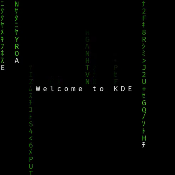 Matrix code 'Welcome to KDE'