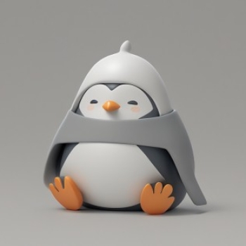 Puffy Tux Linux on grey background