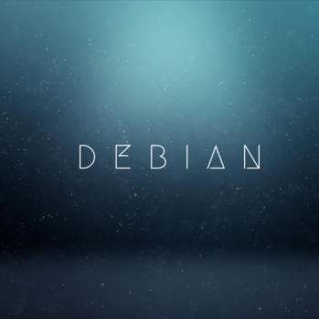 Debian Water Drops on Blue Background