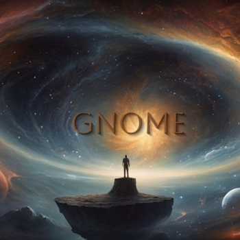 Gnome at the centre of a beautiful and vast universe