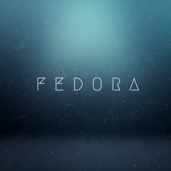 Fedora - Water Drops on Blue Background