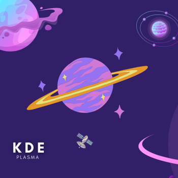 KDE Plasma - Purple space and planets