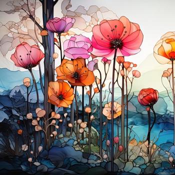 Alcohol ink flowers digital art II