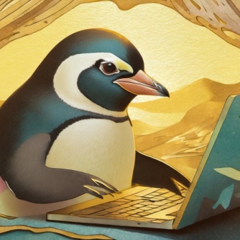 Penguin and computer - summer - I