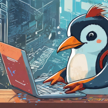 Punk penguin and computer