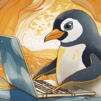 Penguin and computer - summer - II