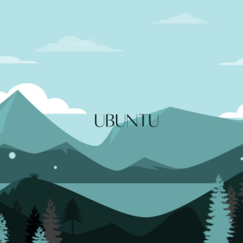 Ubuntu - Digital art landscape of trees and mountains