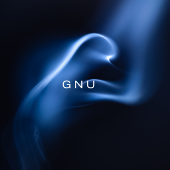 GNU - Blue light on dark background