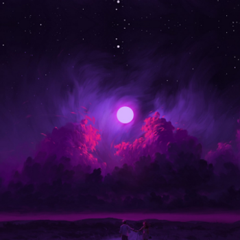 Dark night with purple moon