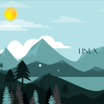 Linux - Digital art landscape of trees and mountains