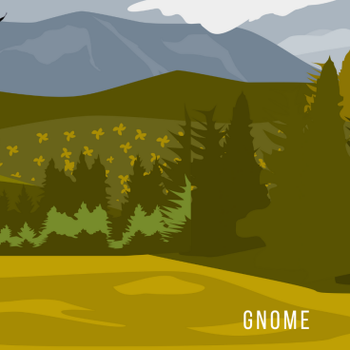 Gnome - Digital art of landscape with birds and mountains