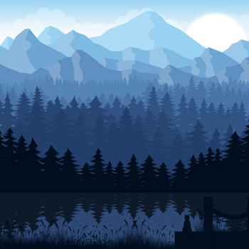 Blue forest by night