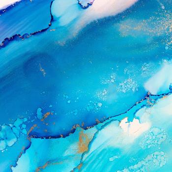 Blue Ink Gold Dust Paint Abstract Art 5K