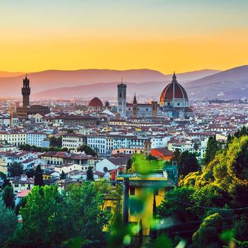 Skyline Dusk Buildings Cityscape Florence Ital..