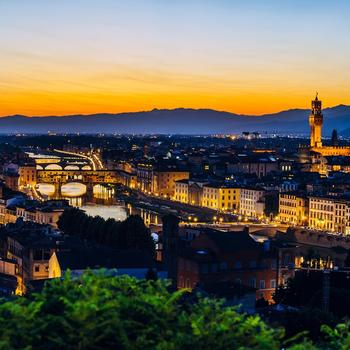 Ponte Vecchio City Buildings Night Florence It..