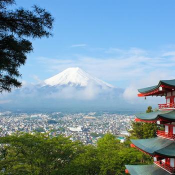Mount Fuji Snow Buildings Fujiyoshida Japan Bi..