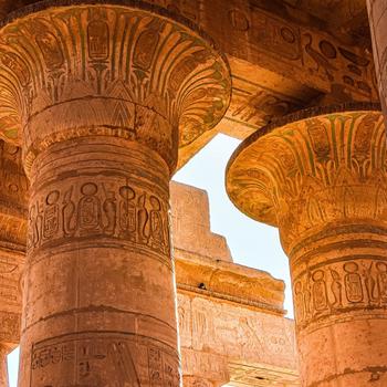 Ancient Buildings Stone Pillars Luxor City Egy..