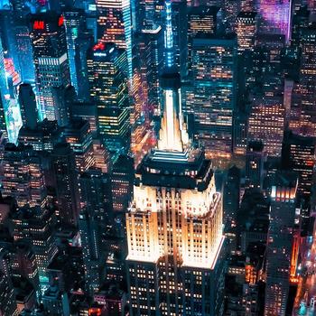 Night Buildings Aerial view 2021 City HD Photo