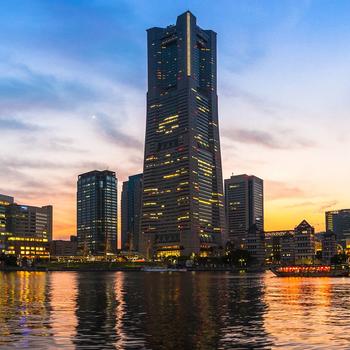 Japan Yokohama City Buildings Sunset Scenery