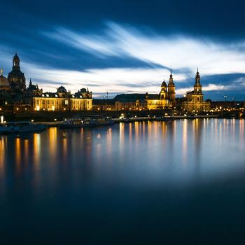 City buildings river night scene 2017 4K Ultra..