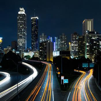 Bridge buildings evening long-exposure HD desk..