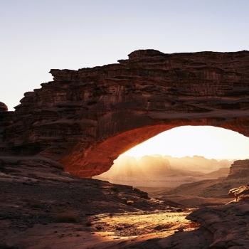 Arch Mountains Sunset Silhouette Saudi Arabia ..