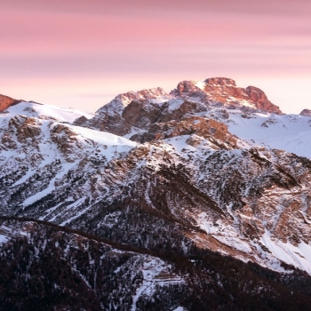 Dolomites Snow Mountains Sunset Sunshine Italy..