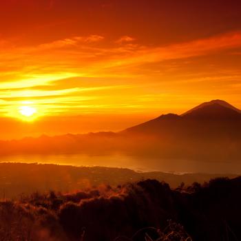 Silhouette of Mountain During Sunset Full HD