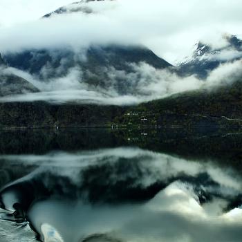 Grayscale Photo of Lake and Mountains Full HD