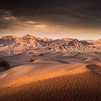 Brown Sand With Snow Covered Mountains in The Distance Full
