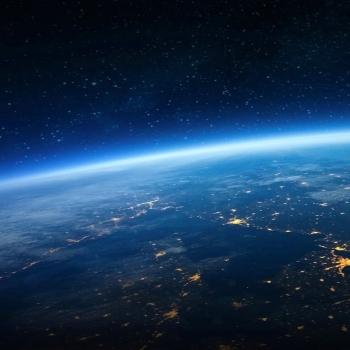 Blue earth horizon-Universe HD Wallpaper