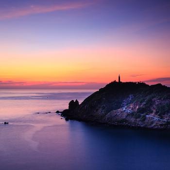 Sunset Watchtower Seascape Bay Dusk Scenic