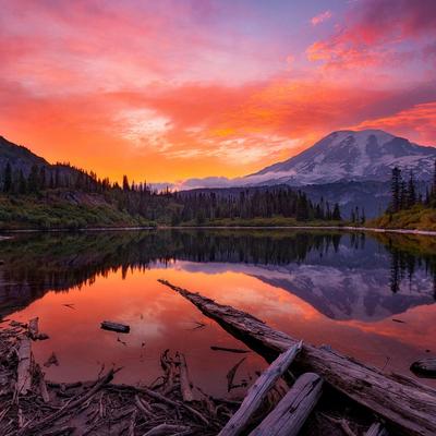 Lake sunset twiligh mountains Reflection HD - KDE Store